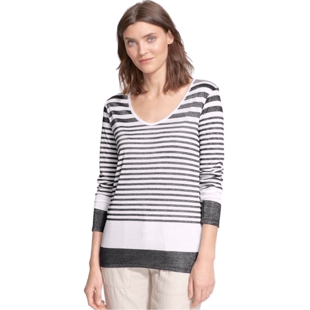 VINCE Striped Variegated Long Sleeve Top SZ S scoop neck # 343